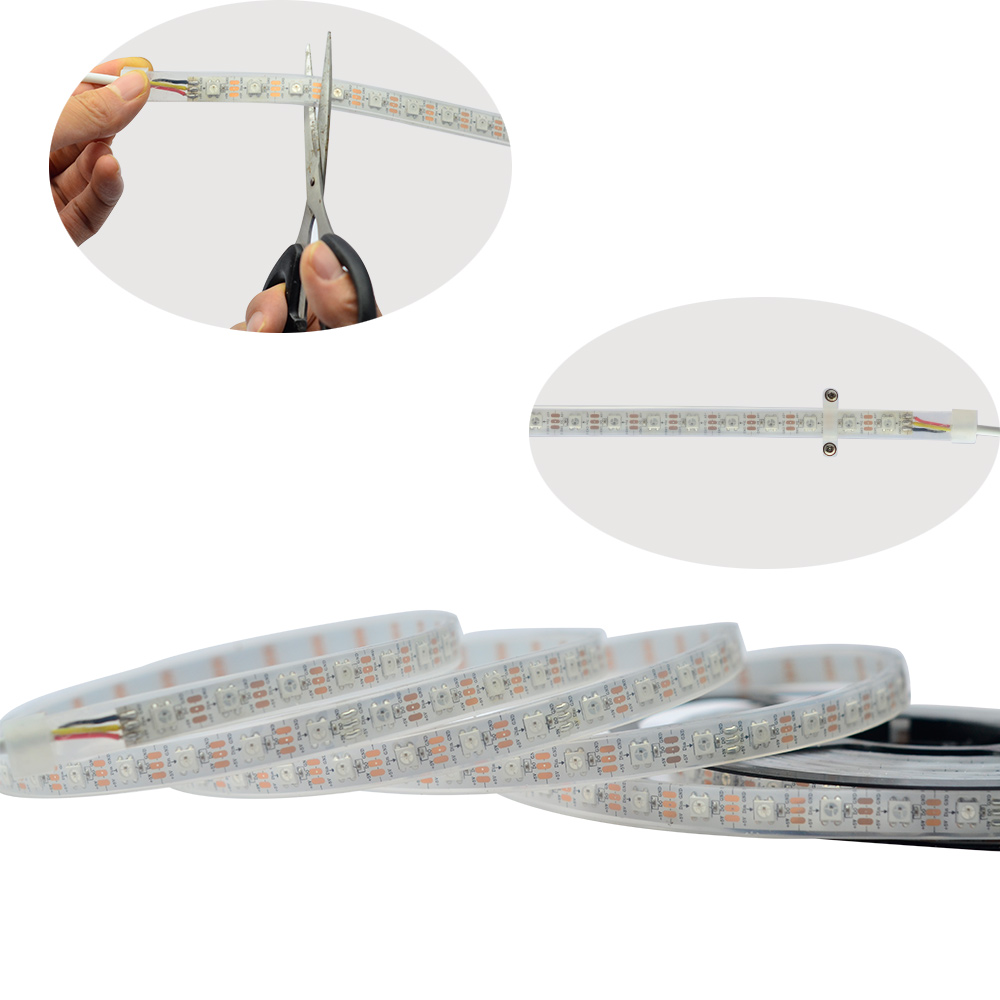 WS2812B DC5V Series Flexible LED Strip Lights, Programmable Pixel Full Color Chasing, Outdoor Waterproof IP68, 300LEDs 1.64-16.4ft Per Reel By Sale